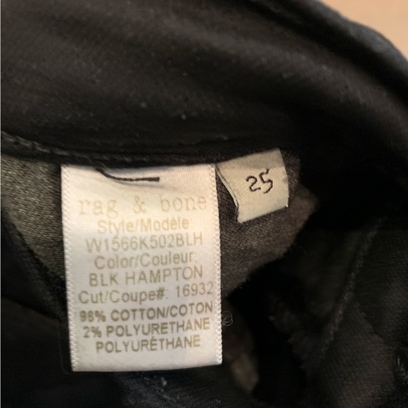 Rag and Bone 24” inseam black skinny jeans size 25 - Picture 6 of 7